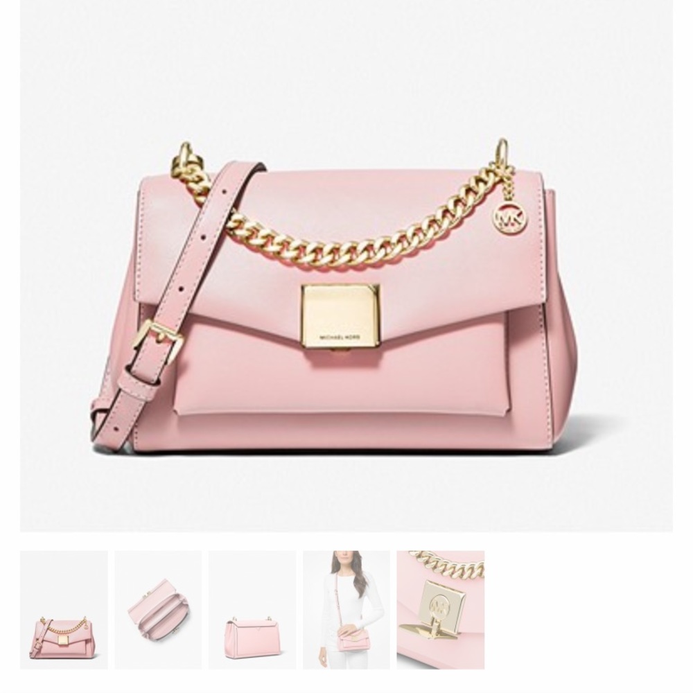 Michael Michael Kors Lita medium leather crossbody bag in powder blush